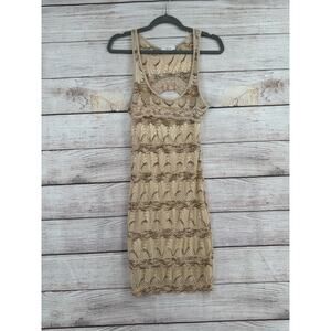 Poetry Floral Lined Bodycon Tank Dress Women's Size XS Beige/Pink